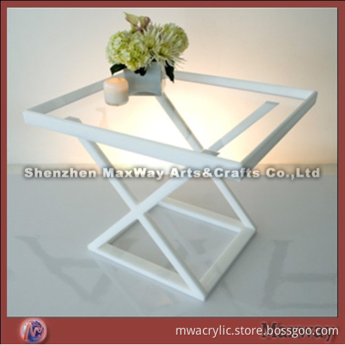 White acrylic furniture table with transparent table top